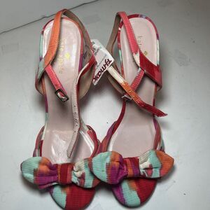 Kate Spade Betty Multi Color Canvas Open-Toe Slingback Heel, sz‎ 7 With Tags